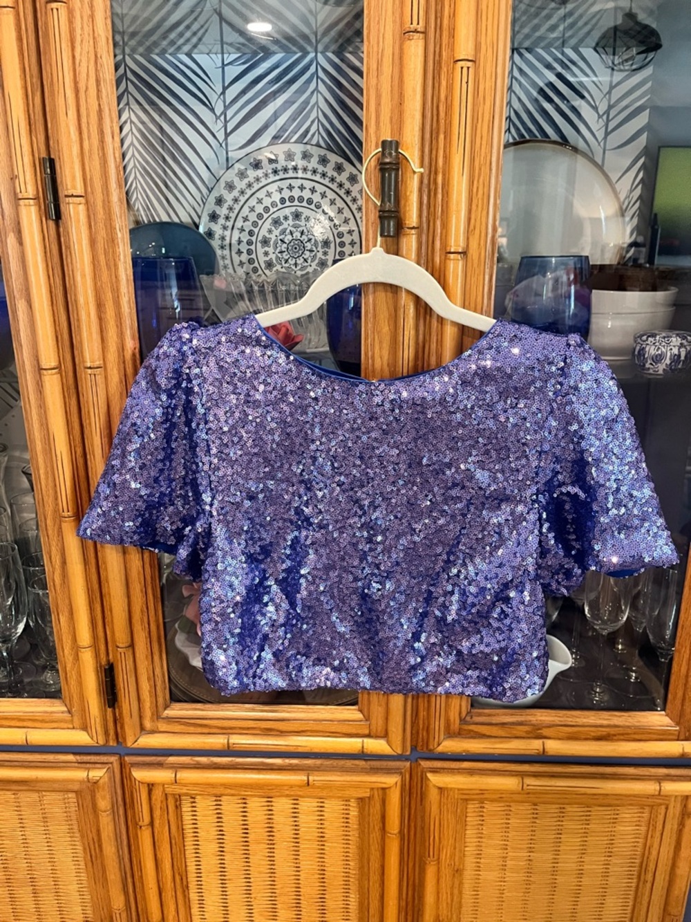 Hello Molly Purple Sequin Crop Top